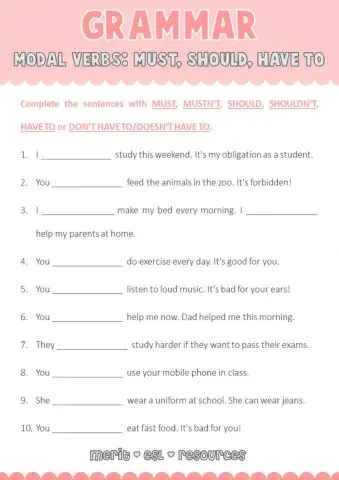 Modal Verbs: Must, Should, Have to