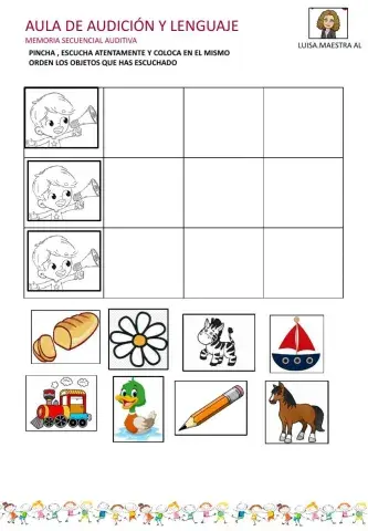 Memoria secuencial auditiva. Ficha 1