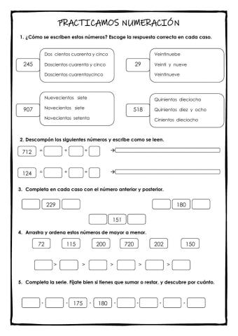 Numeración tres cifras