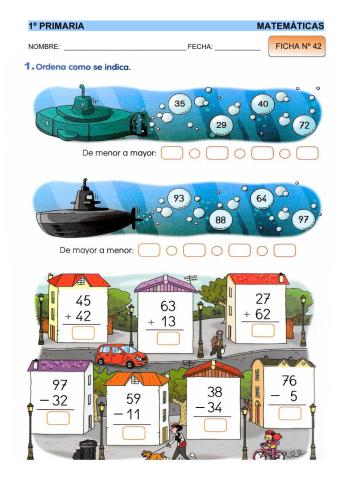Matemáticas 1º - ficha 42