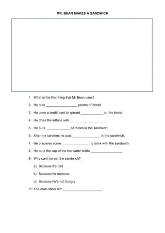 Mr Bean makes a sandwich