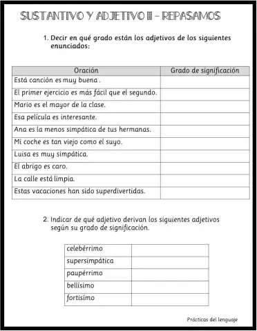 Sustantivo y adjetivo - Repaso