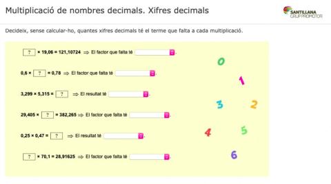 Multiplicar nombres decimals