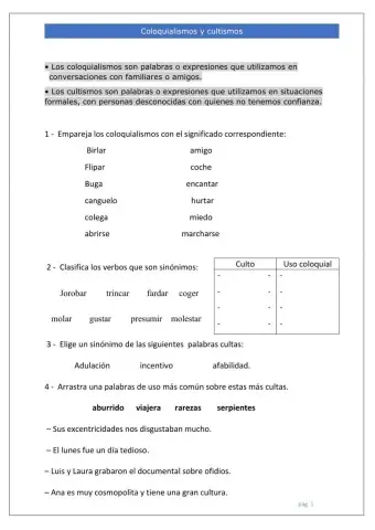 Coloquialismos y cultismos