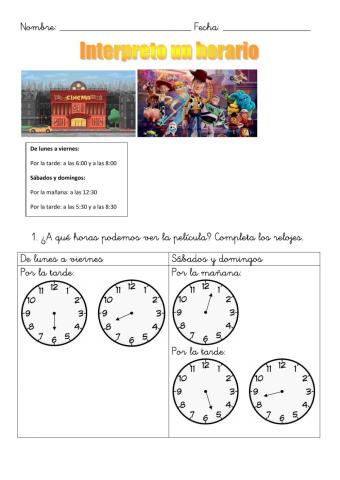 Interpretación de horarios