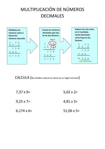 Multiplicación con decimales