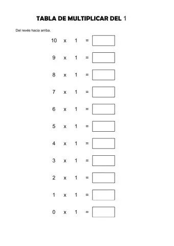 Tabla del 1 del revés hacia arriba