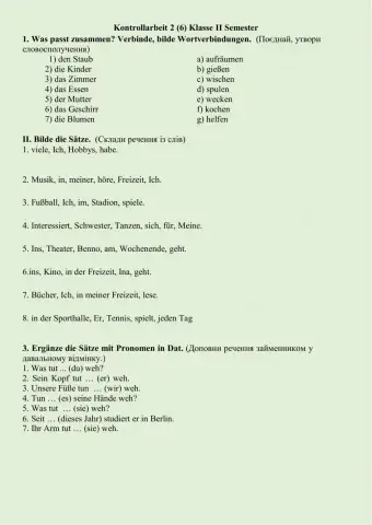 Kontrollarbeit 6. Klasse II Semester