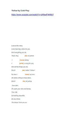 Song - Yellow by Coldplay