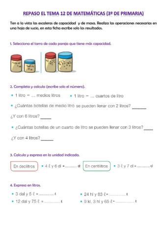 Repaso tema 12 Mate (3º de Primaria)