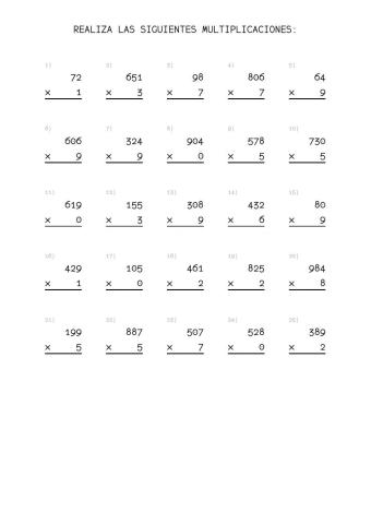 Multiplicaciones una cifra