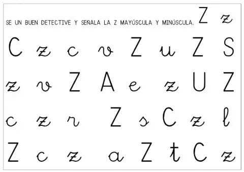 Señalar la z mayúscula y minúscula.