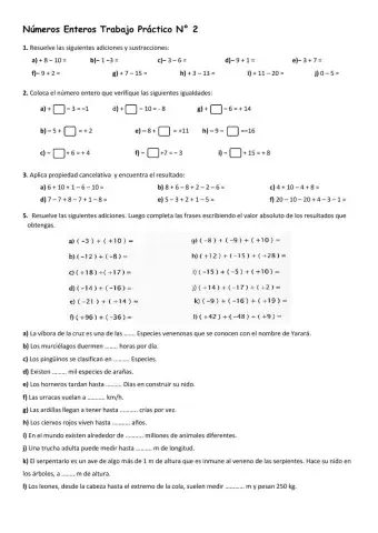 Suma y Resta de Números Enteros