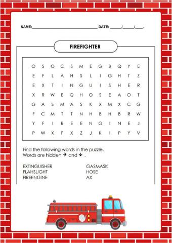 Firefighter wordsearch