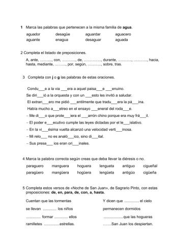 Preposiciones conjunciones, g y j