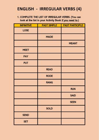 Irregular verbs 4