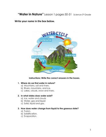 Water in Nature, 3º Grade