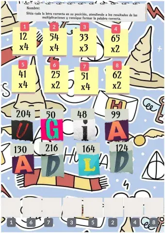 Multiplicaciones dos cifras harry potter
