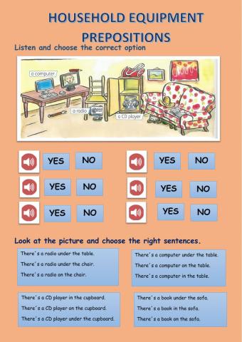 Household equipment and prepositions