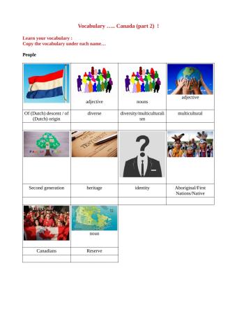 Learn vocabulary Canada part 2