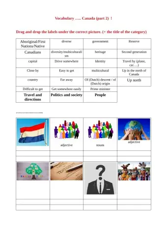 Drag and drop Canada Vocabulary 2