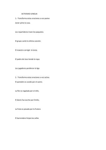 Oraciones activa y pasiva