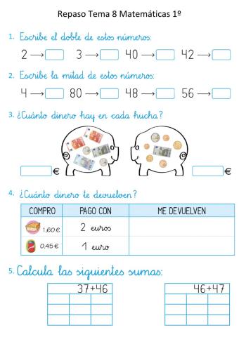 Repaso tema 8 matemáticas 1º