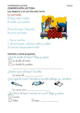 Lectoescritura-Ficha 9-Lectura comprensiva