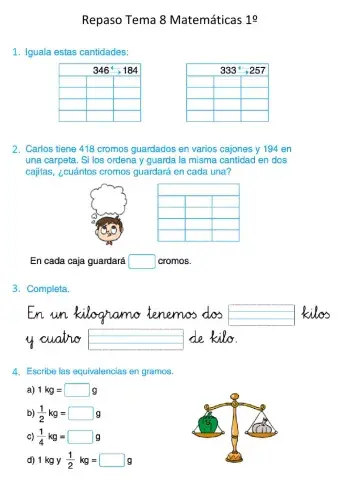 Repaso tema 8 matemáticas 2º