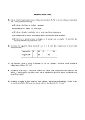 Problemas de proporcionalidad