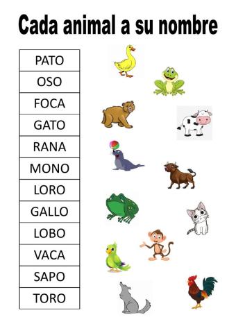 Nombres de animales en mayúsculas.