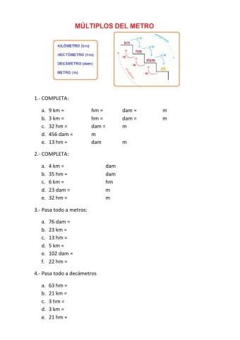 Longitud. Multiplos del metro 1