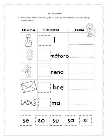 Silabas letra Ss