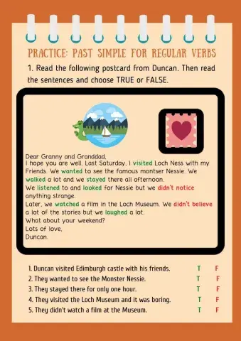 Grammar past simple regular verbs