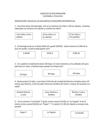 Situaciones matemáticas