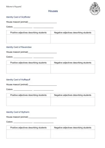 Hogwarts houses I.D.