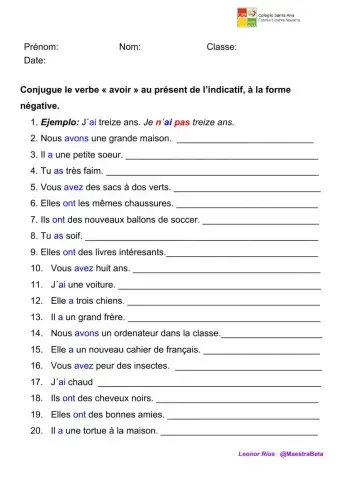 Avoir Négative présent