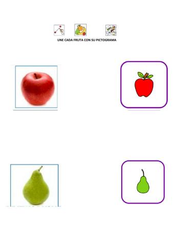 Asociación dibujo-foto fruta