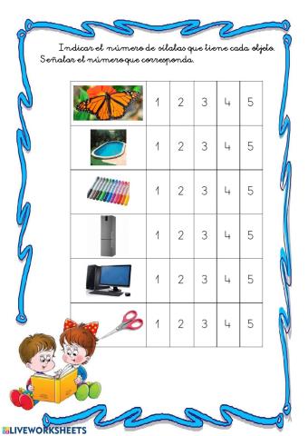 ¿Cuántas sílabas tiene cada palabra?