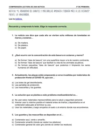 Comprensión lectora: noticia