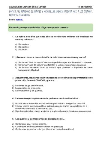 Comprensión lectora: noticia