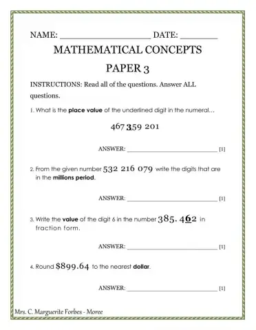 Mathematical Concepts Paper 3