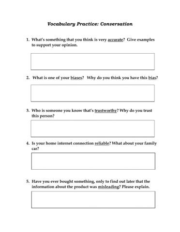 Vocabulary Practice conversation