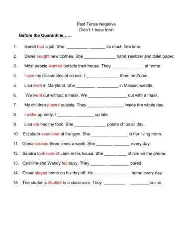 Negative Simple Past tense
