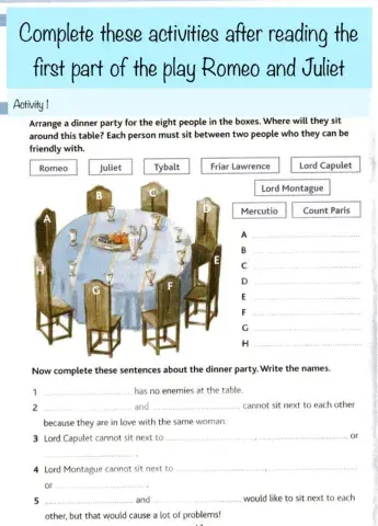 Romeo and Juliet activity