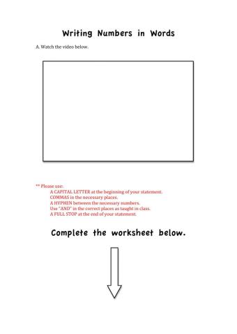 Writing Numbers in Words