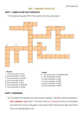 UNIT1: Amazing People (Review grammar & vocabulary)