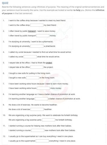 Infinitive for purpose