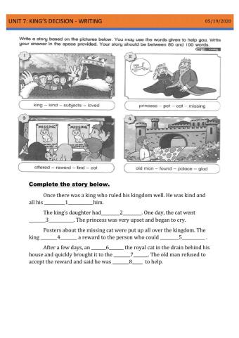 Year 5- unit 7 king's decision (writing)