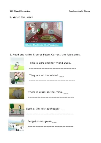 Animals. Sara, Duck and the penguins.